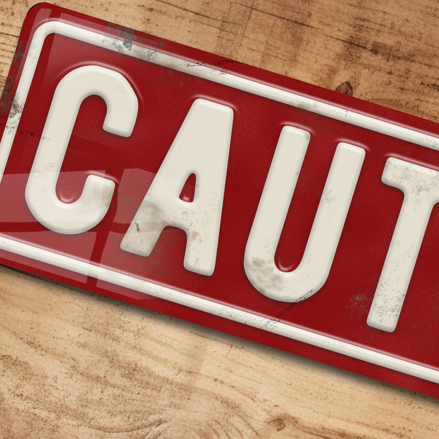 Man Cave Metal Sign Retro Red Caution Vintage Warning Sign - 100x305mm