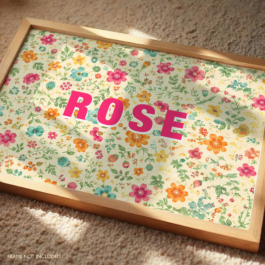 Personalised Floral Name Print – Colourful Nursery & Children’s Wall Art
