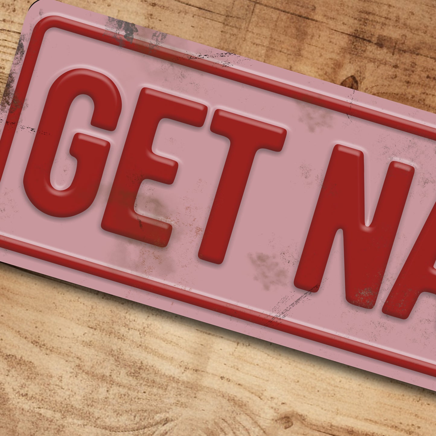 Get Naked Metal Sign Pink Plaque Bathroom Bedroom Decor - 100x305mm