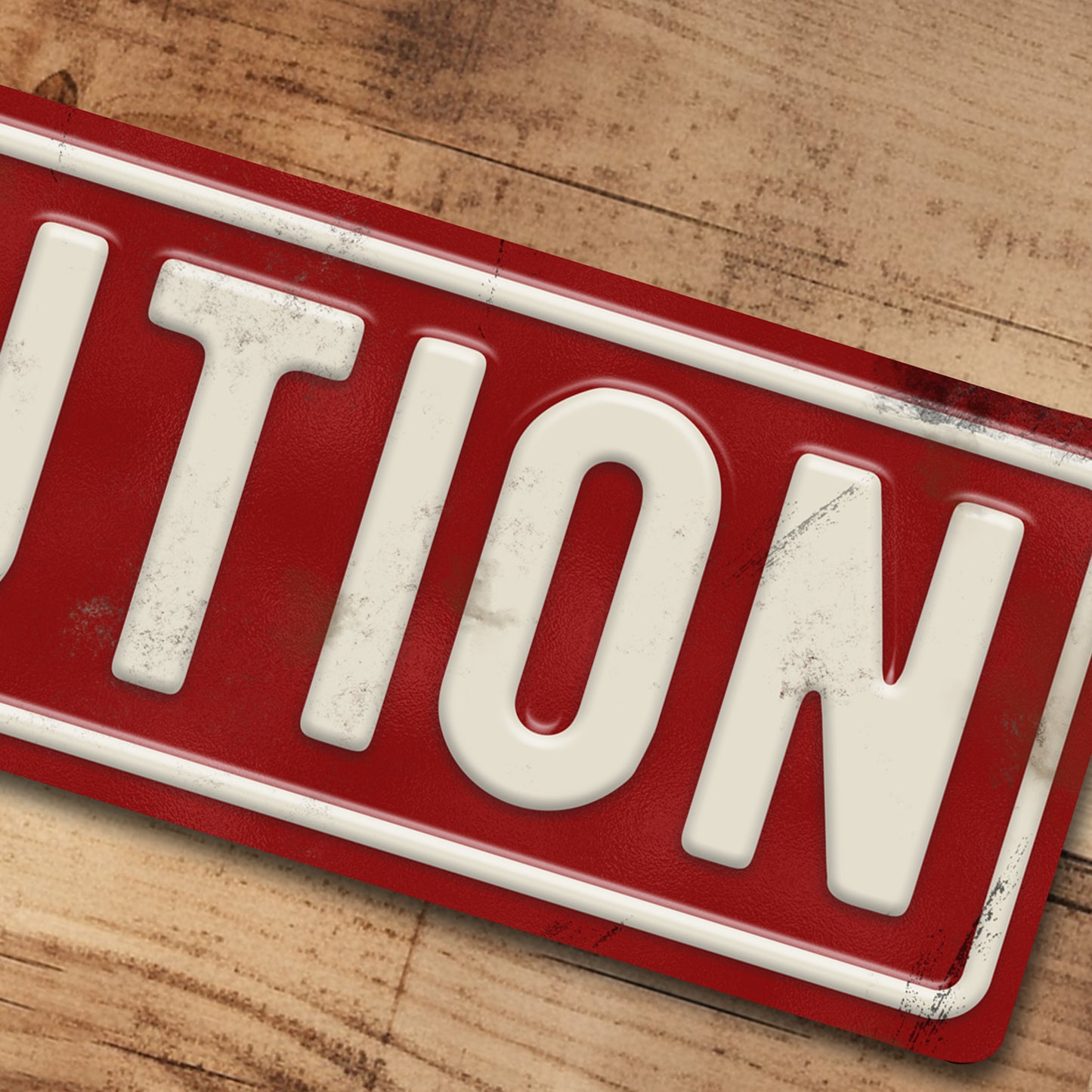 Man Cave Metal Sign Retro Red Caution Vintage Warning Sign - 100x305mm