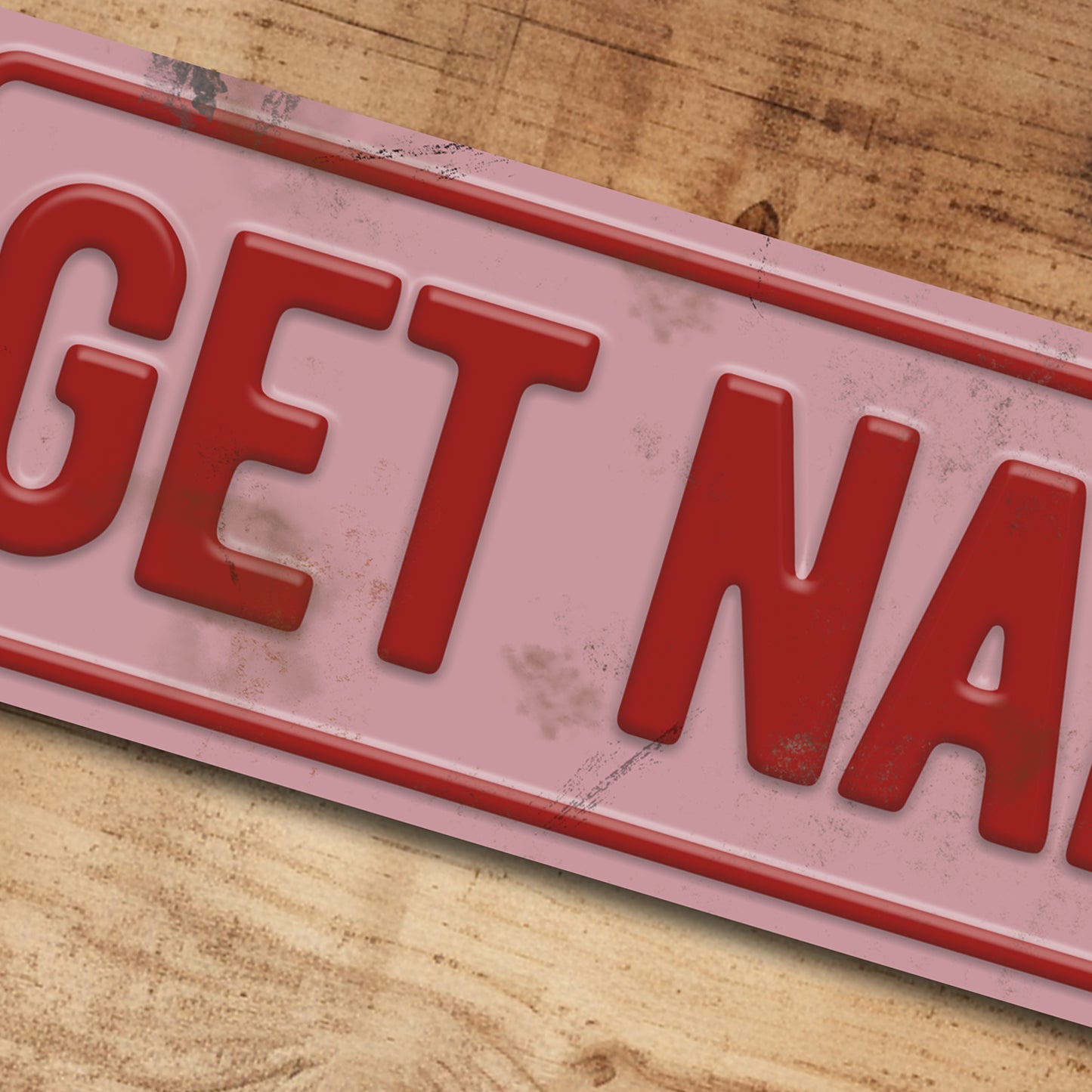 Get Naked Metal Sign Pink Plaque Bathroom Bedroom Decor - 100x305mm
