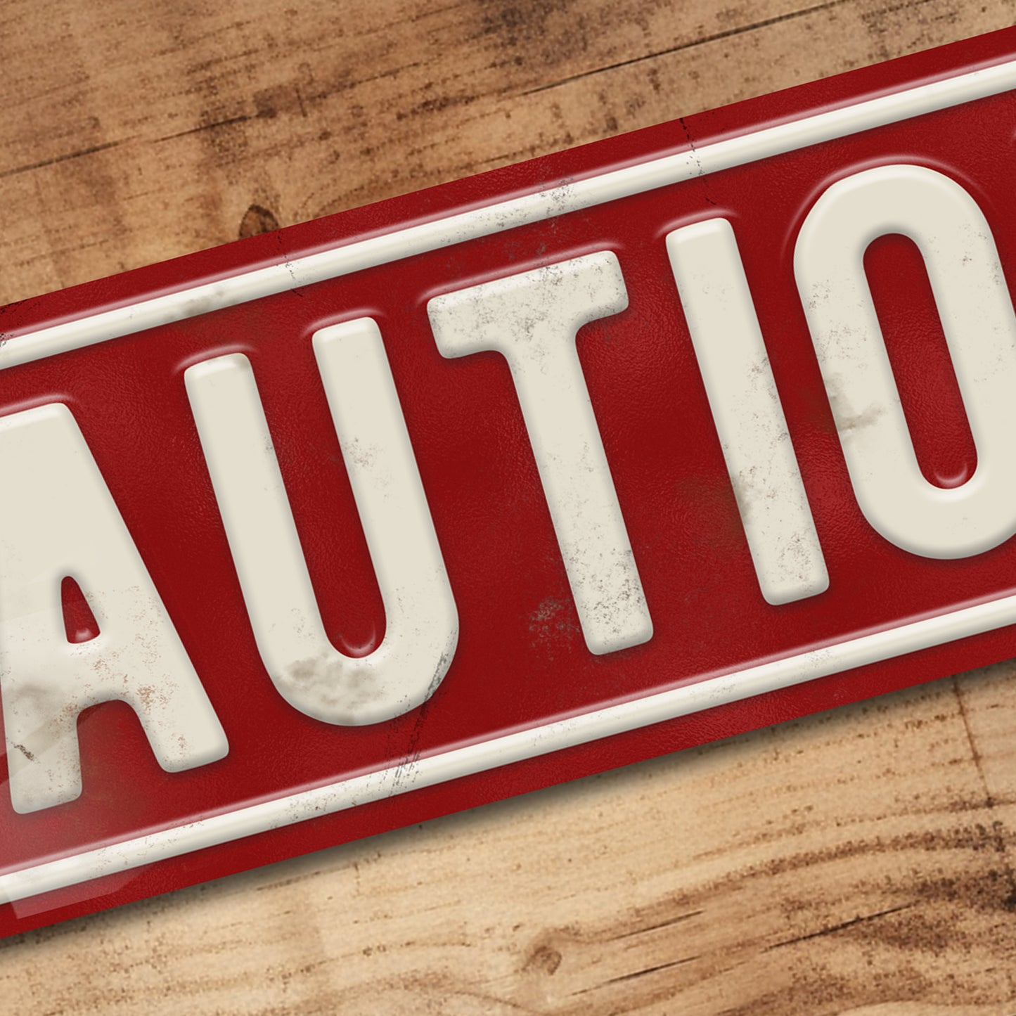 Man Cave Metal Sign Retro Red Caution Vintage Warning Sign - 100x305mm
