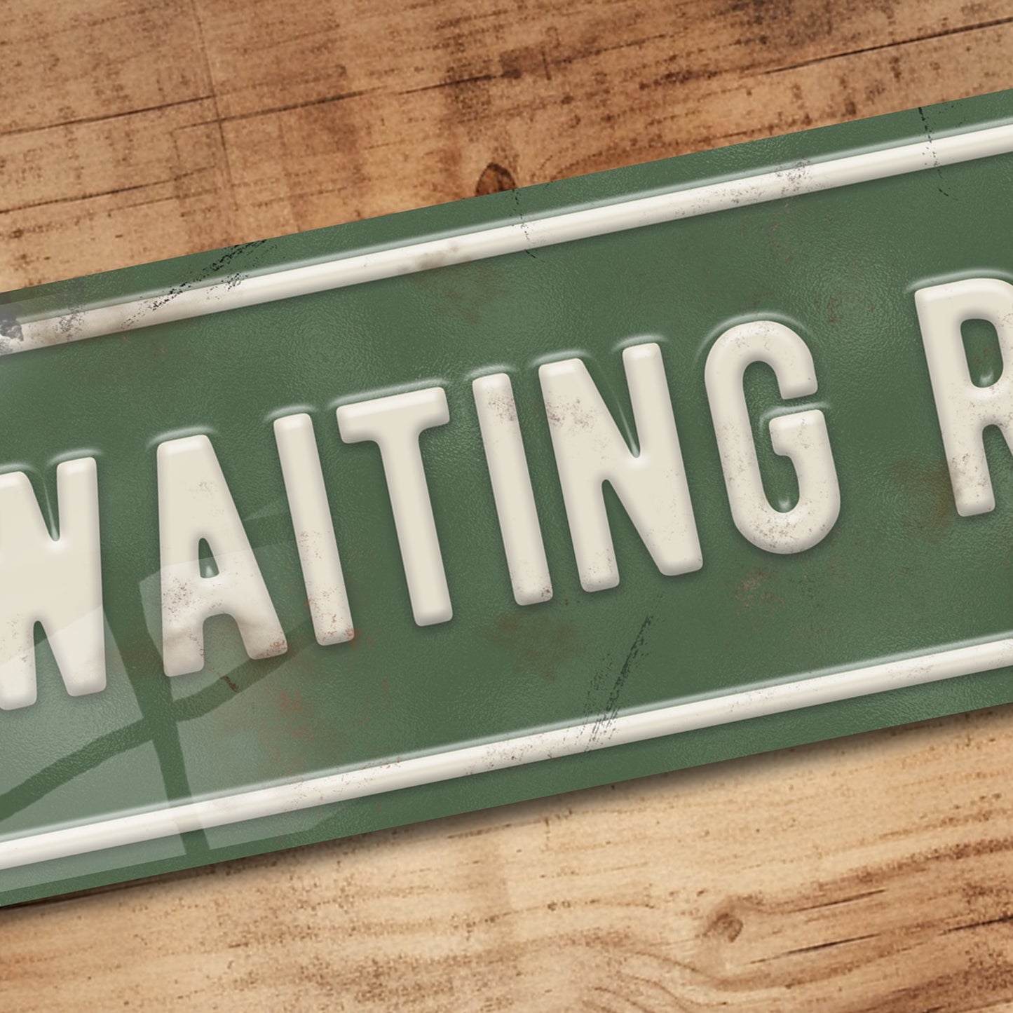 Man Cave Metal Sign Retro Green Waiting Vintage Railway Sign - 100x305mm