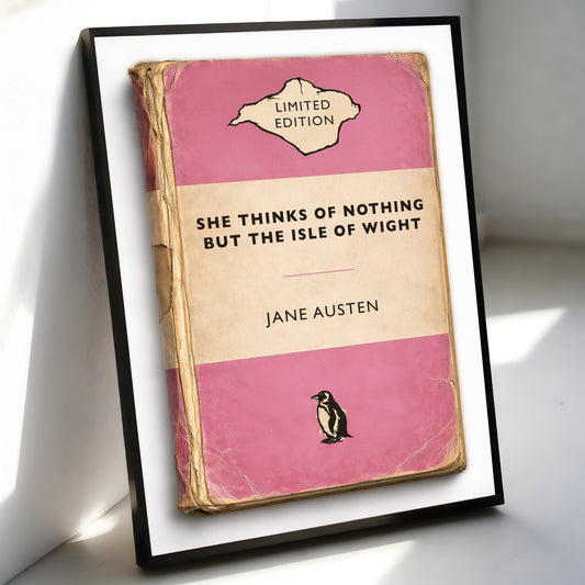 Vintage Paperback Book Cover Style Print - Isle of Wight - Jane Austen Quote