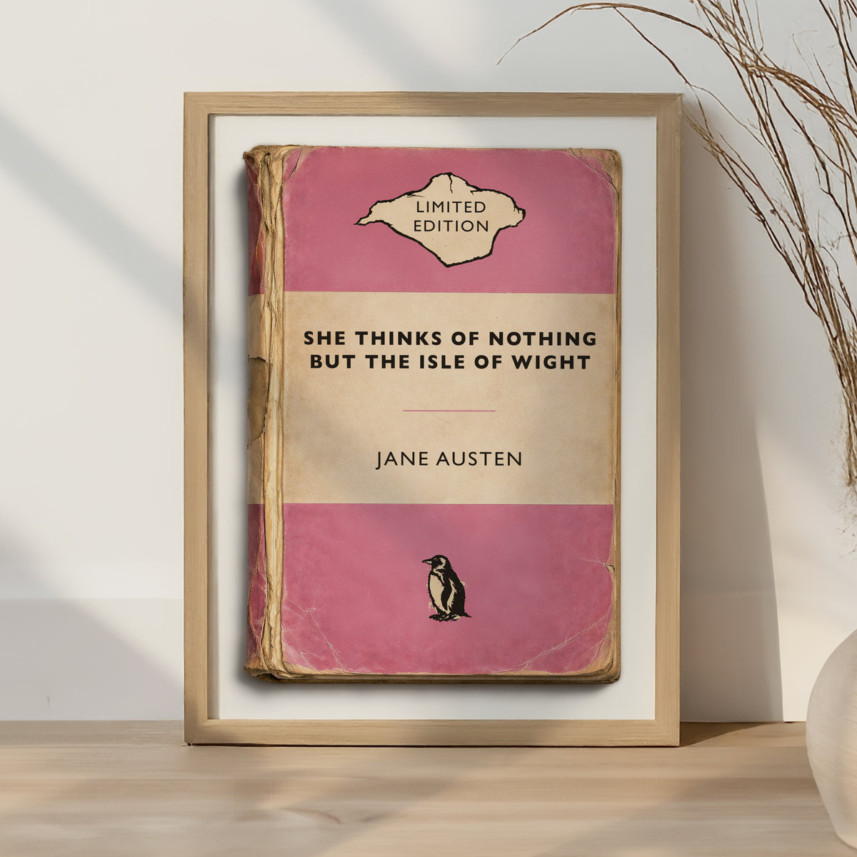 Vintage Paperback Book Cover Style Print - Isle of Wight - Jane Austen Quote