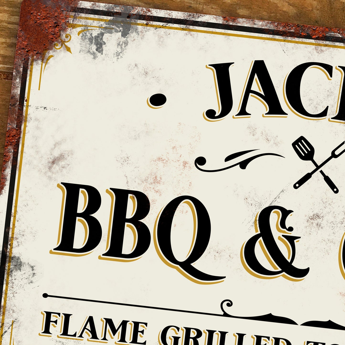 Personalised Gift - BBQ and Grill Vintage Retro Metal Sign close 1
