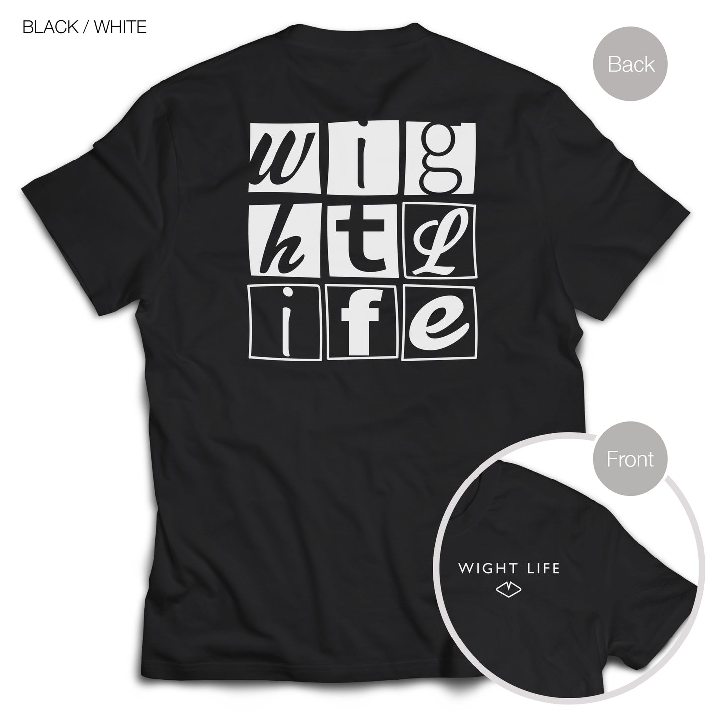 Wight Life T-Shirt - Typo Boxes- Unisex Isle of Wight Tee