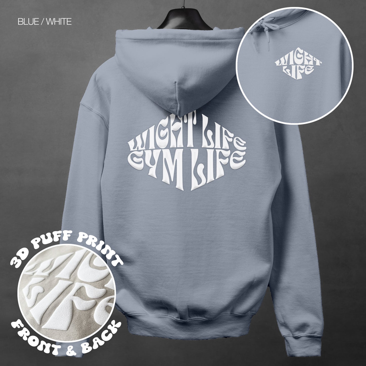 Wight Life Hoodie - PUFF PRINT - Gym Life