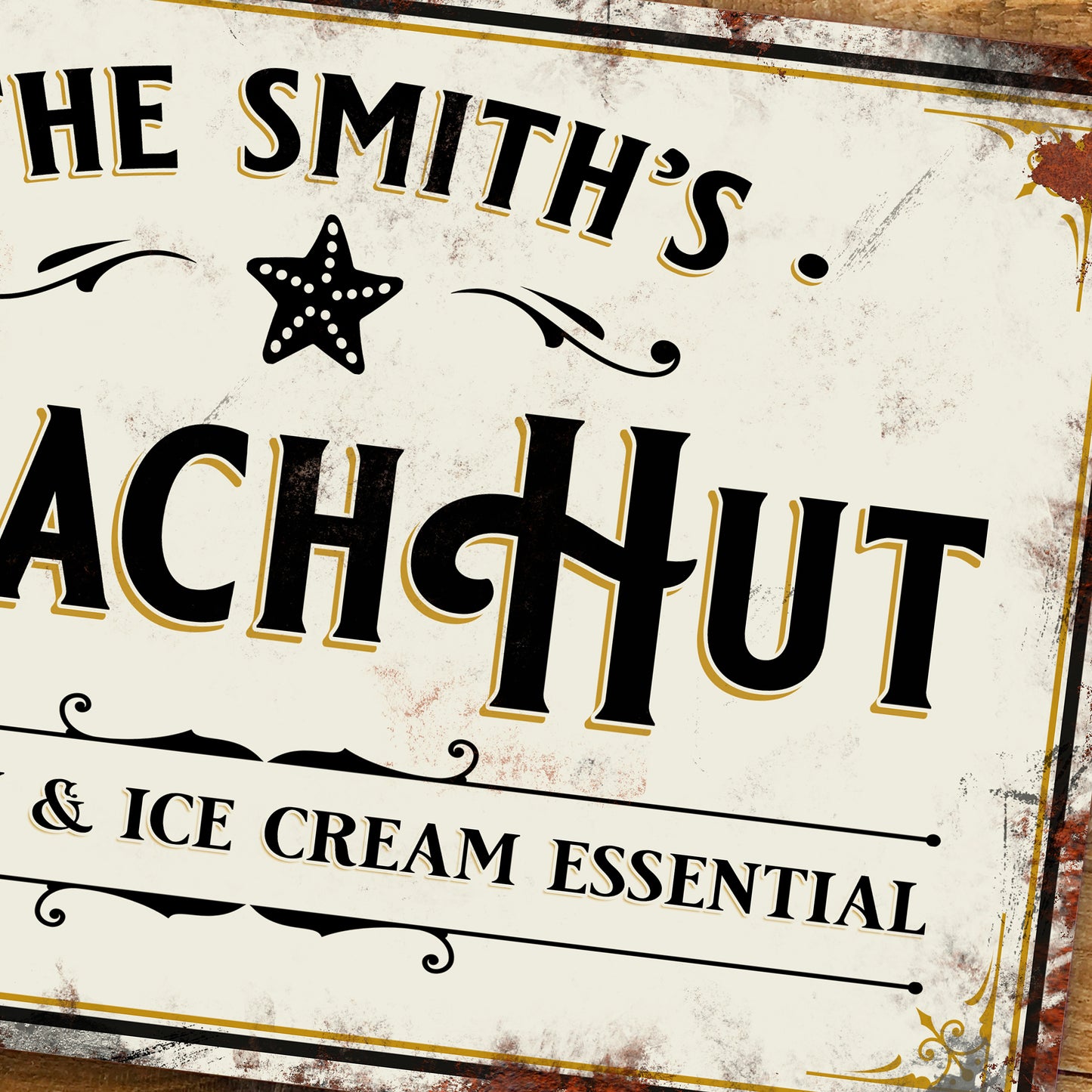 Personalised Beach Hut Sign Vintage Holiday Home Metal Sign 200mm x 305mm