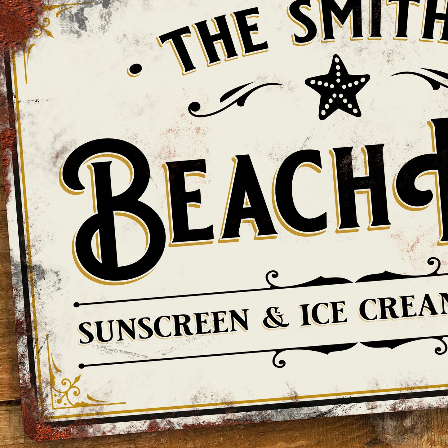 Personalised Beach Hut Sign Vintage Holiday Home Metal Sign 200mm x 305mm