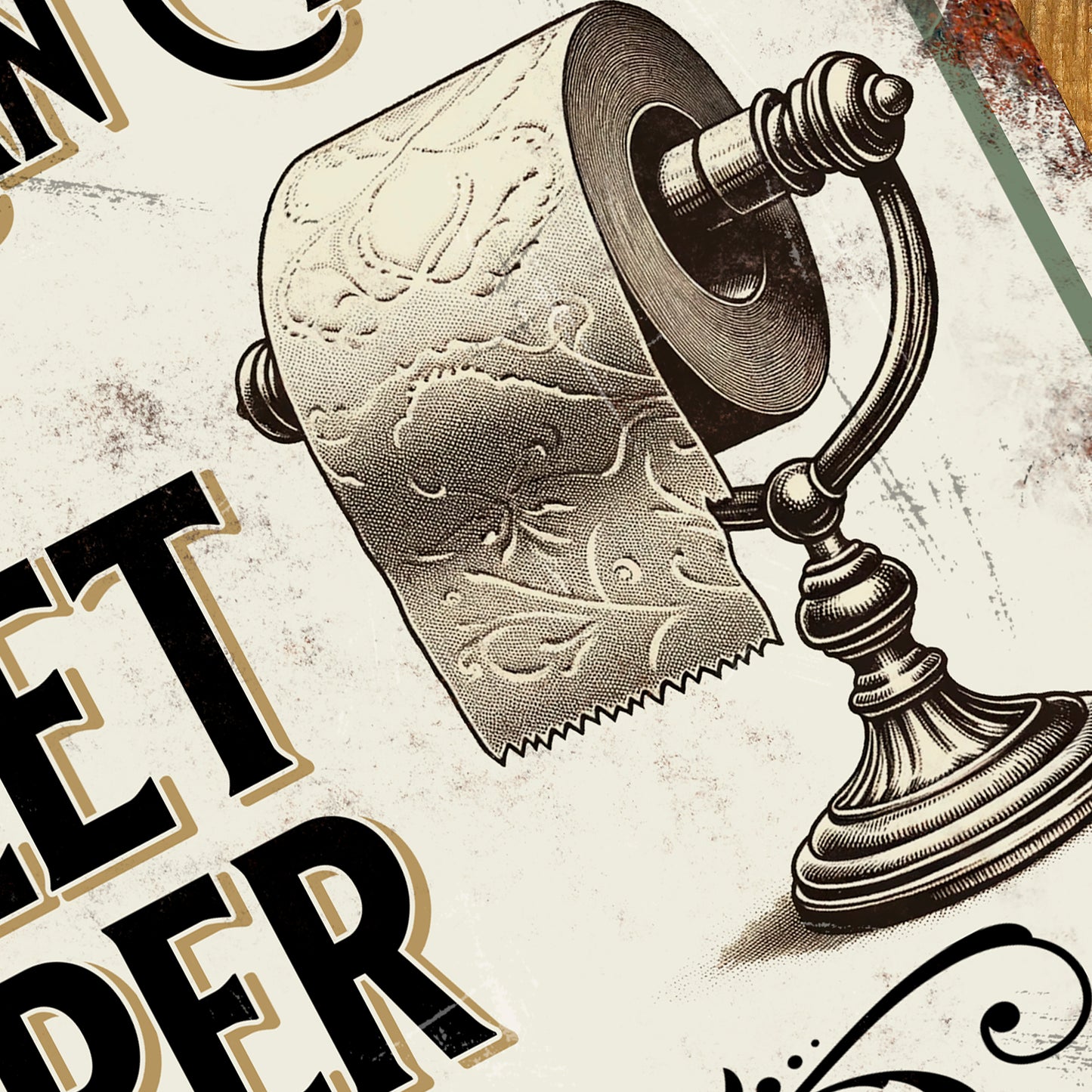 Personalised Vintage Bathroom Toilet Sign in a victorian style Change the toilet Paper Close 3