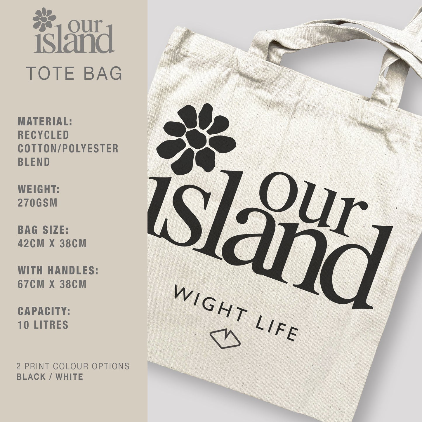 Wight Life Tote Bag - Our Island Flower - Shopping Bag