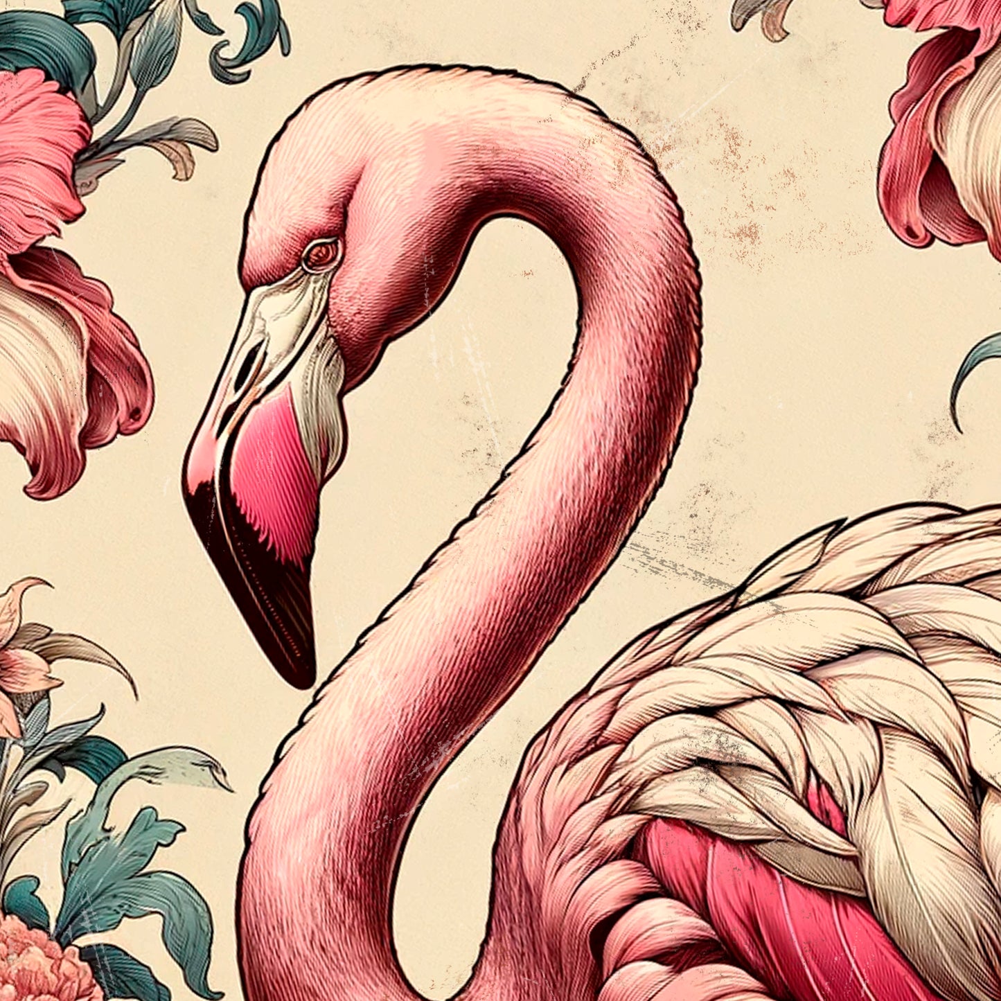 Pink Flamingo Vintage Metal Wall Art Sign Close 2
