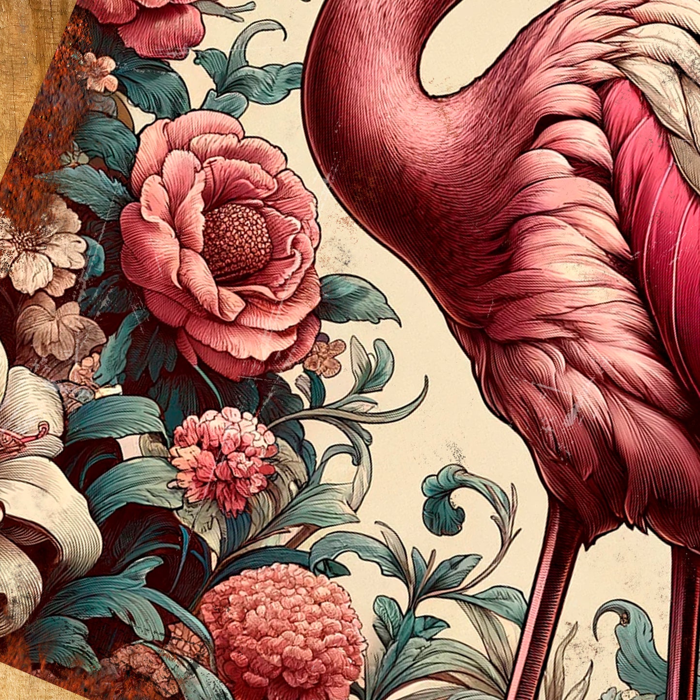 Pink Flamingo Vintage Metal Wall Art Sign Close 1