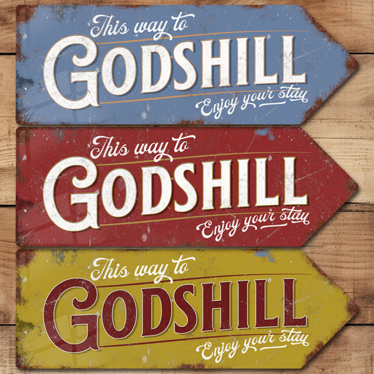 This Way to Godshill Metal Vintage Style Sign | Isle of Wight Gift