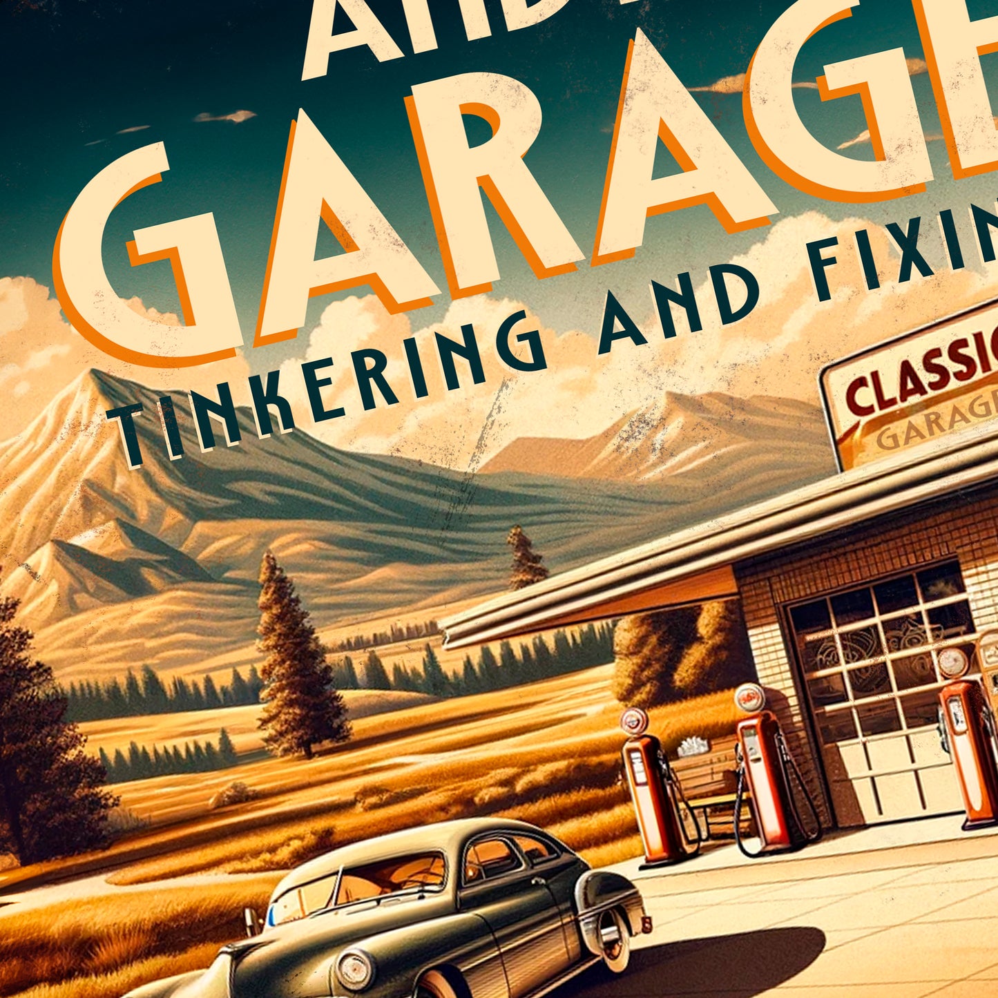 Personalised Retro Garage Art Deco Metal Sign - Vintage Mechanics Gift 200x305mm