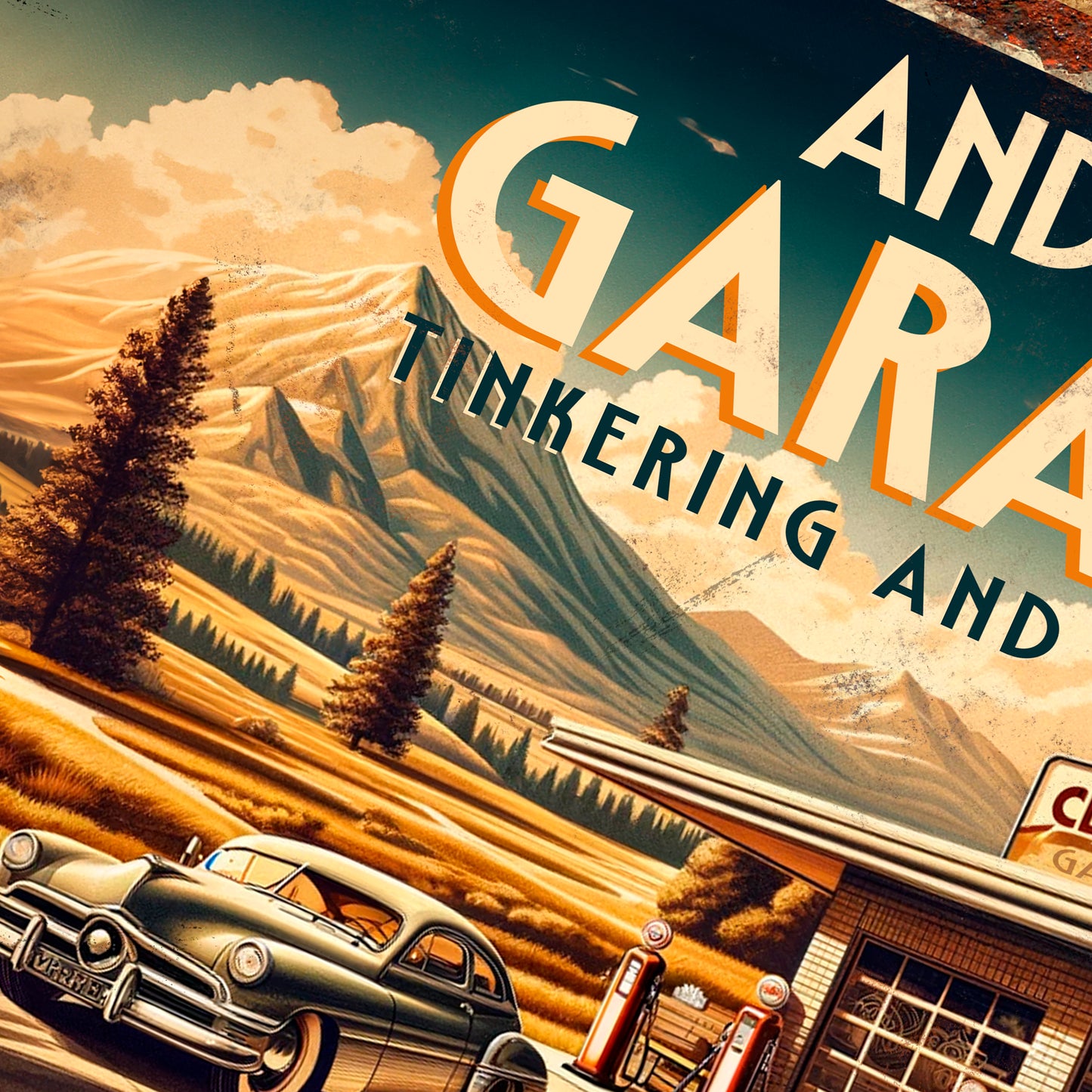Personalised Retro Garage Art Deco Metal Sign - Vintage Mechanics Gift 200x305mm