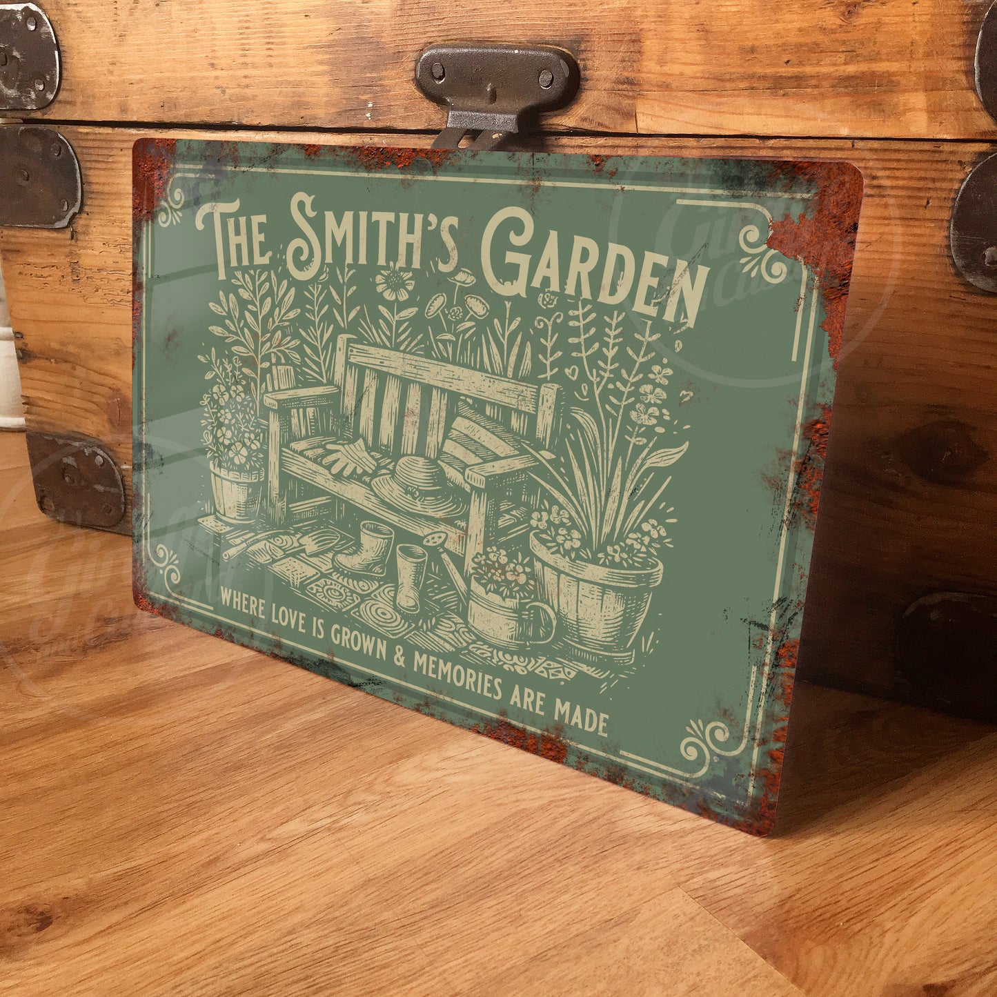 Personalised Garden Metal Sign Door Wall Vintage Decor 200x305mm