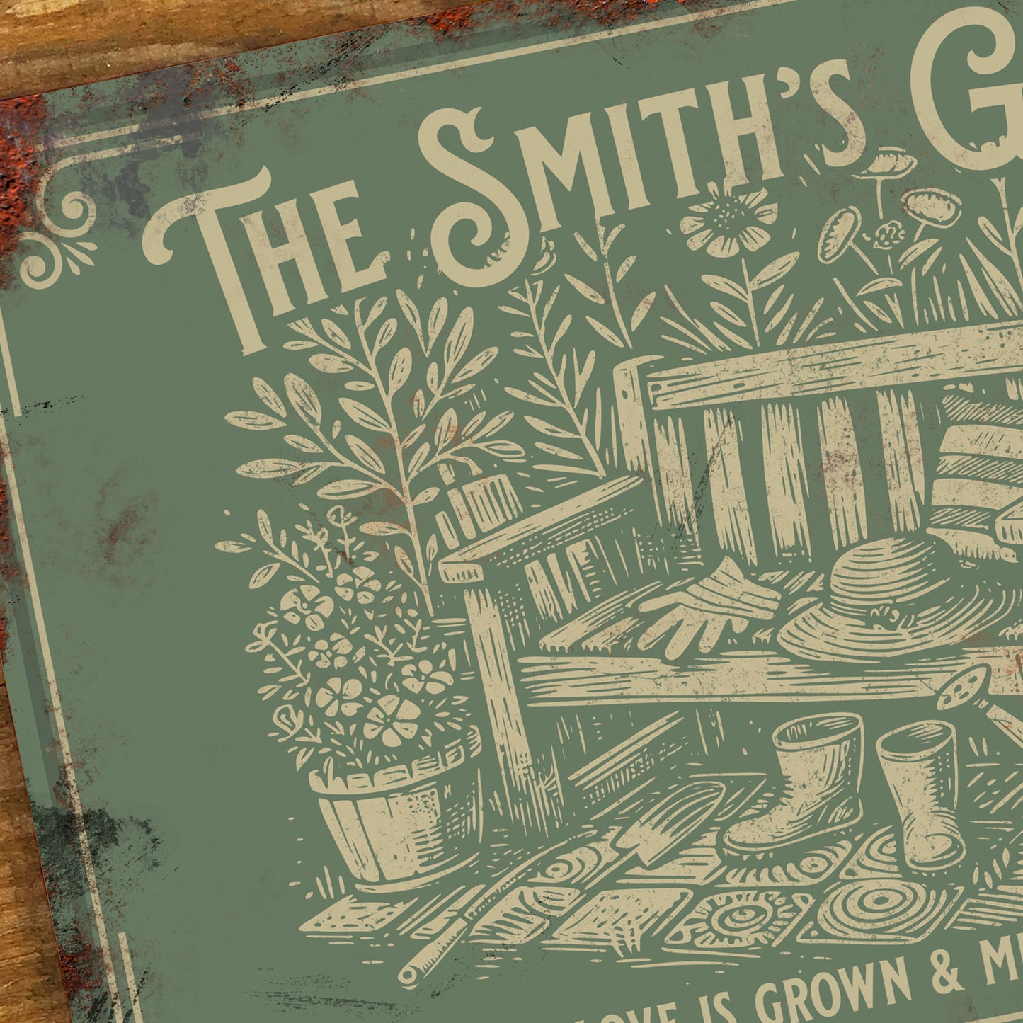 Personalised Garden Metal Sign Door Wall Vintage Decor 200x305mm