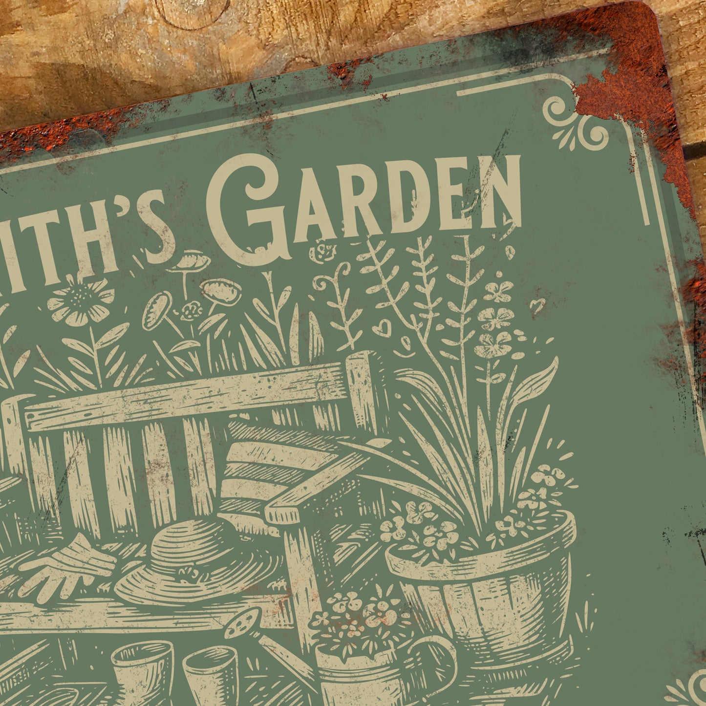 Personalised Garden Metal Sign Door Wall Vintage Decor 200x305mm