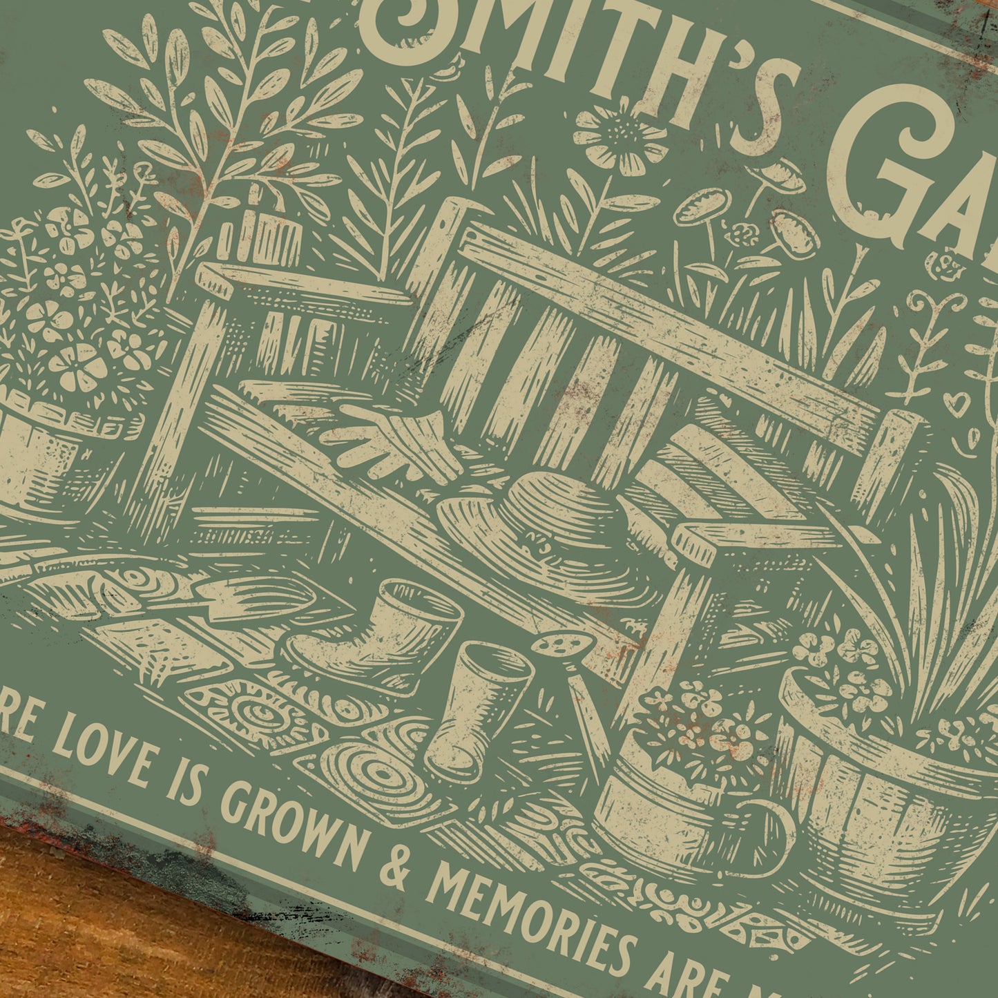 Personalised Garden Metal Sign Door Wall Vintage Decor 200x305mm