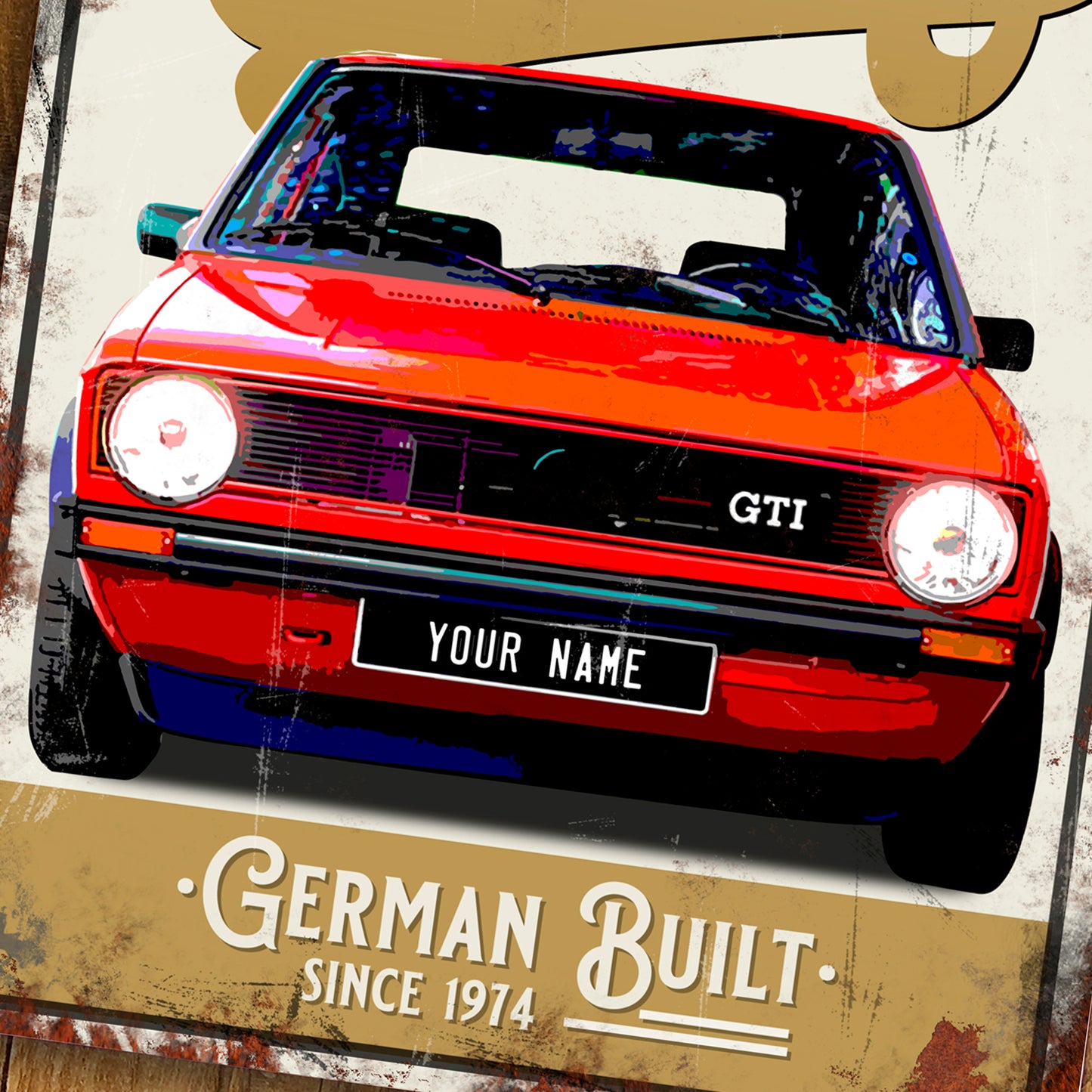 Personalised Classic VW Golf GTI Rabbit Metal Sign 200mm x 305mm