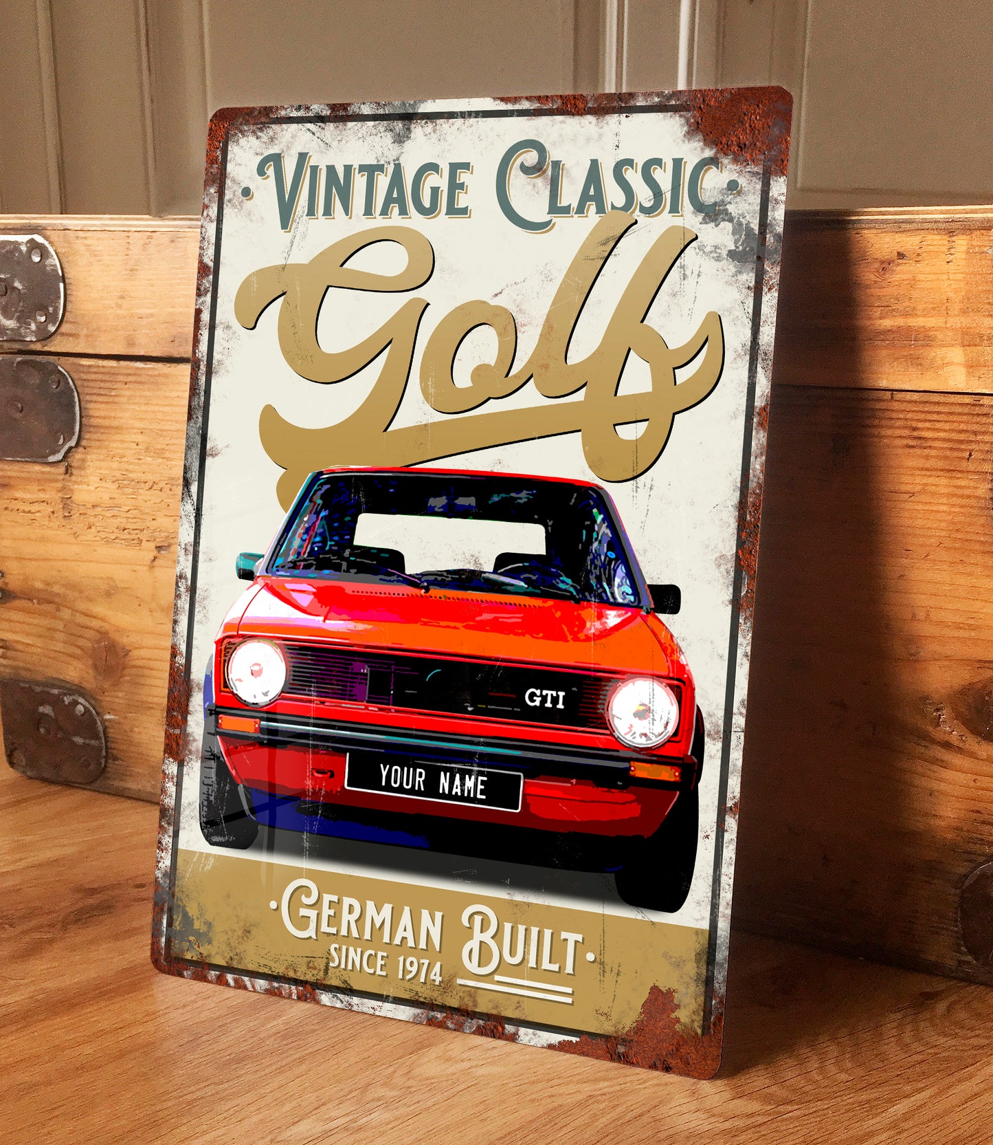 personalised vw golf gto sign