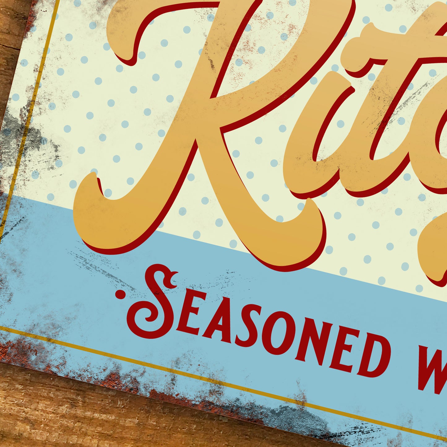 Personalised Kitchen Sign Metal 1950s Custom Door Wall Sign Vintage 200x305mm