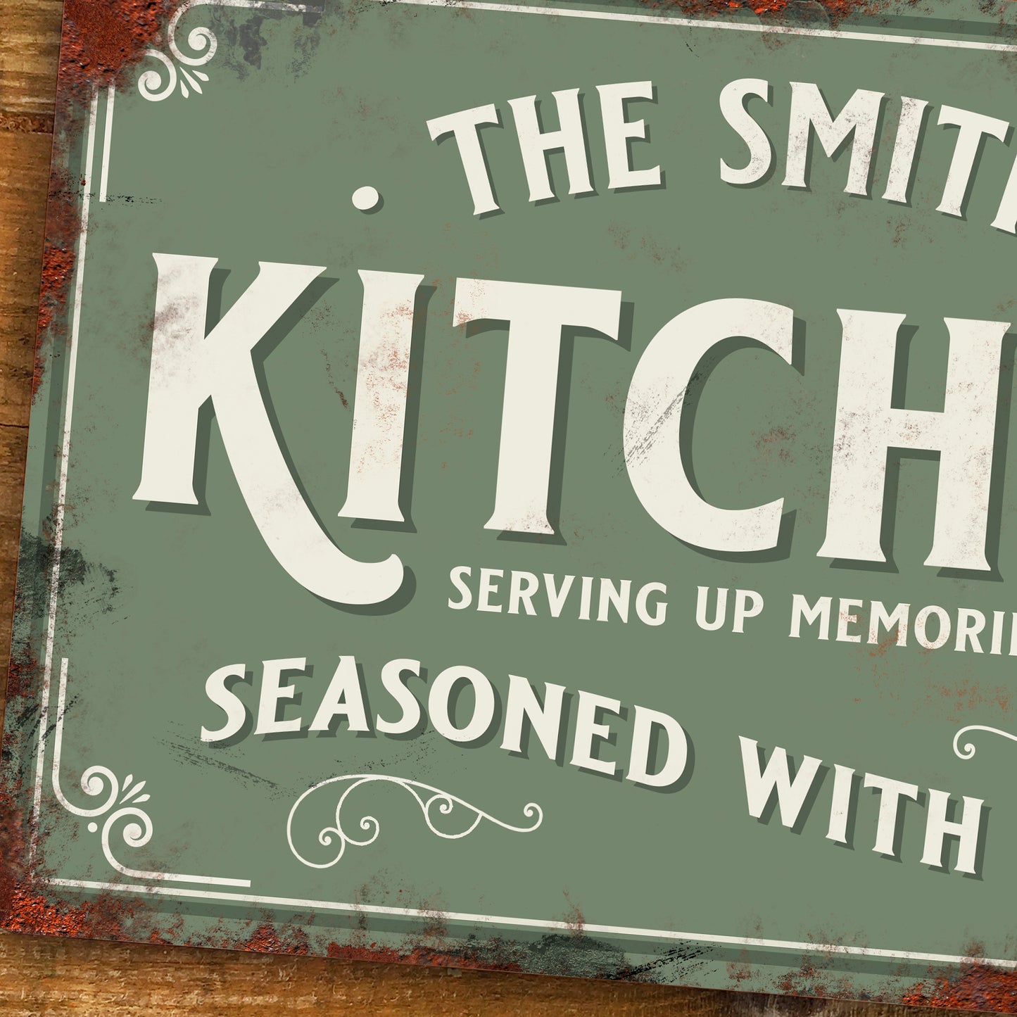 Personalised Kitchen Sign Metal Custom Family Name Door Wall Sign Vintage 200x305mm