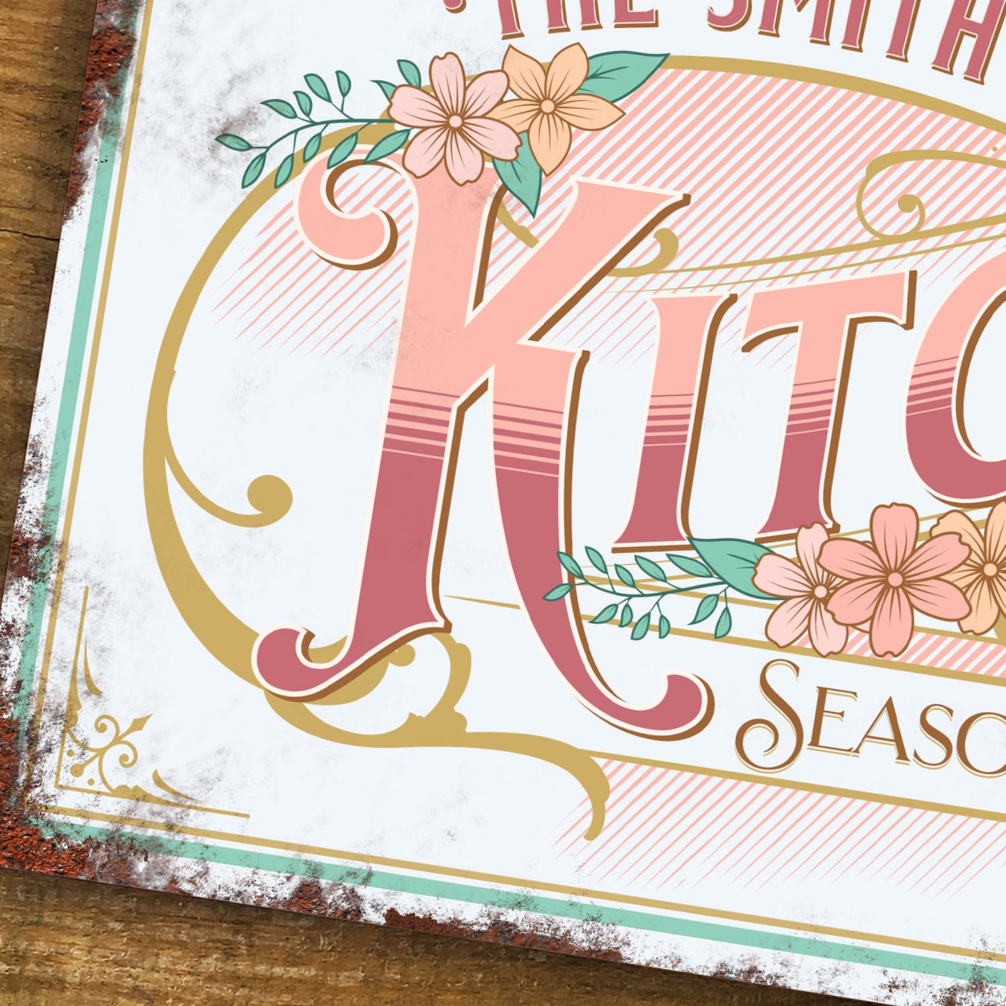 Personalised Kitchen Sign Metal Home Family Name Door Wall Sign Vintage 200x305mm