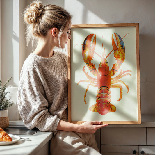 Vintage Lobster Print Coastal Wall Art Nautical Poster Seafood Illustration Beach House Decor Marine Art Kitchen Wall A4 A3 A2 A1
