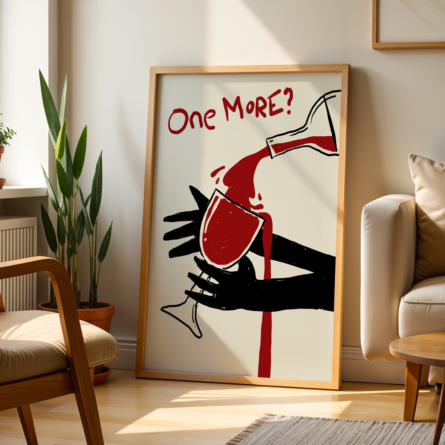 One More Wine Print Funny Dark Humor Wall Art Wine Lover Gift Poster A4 A3 A2 A1