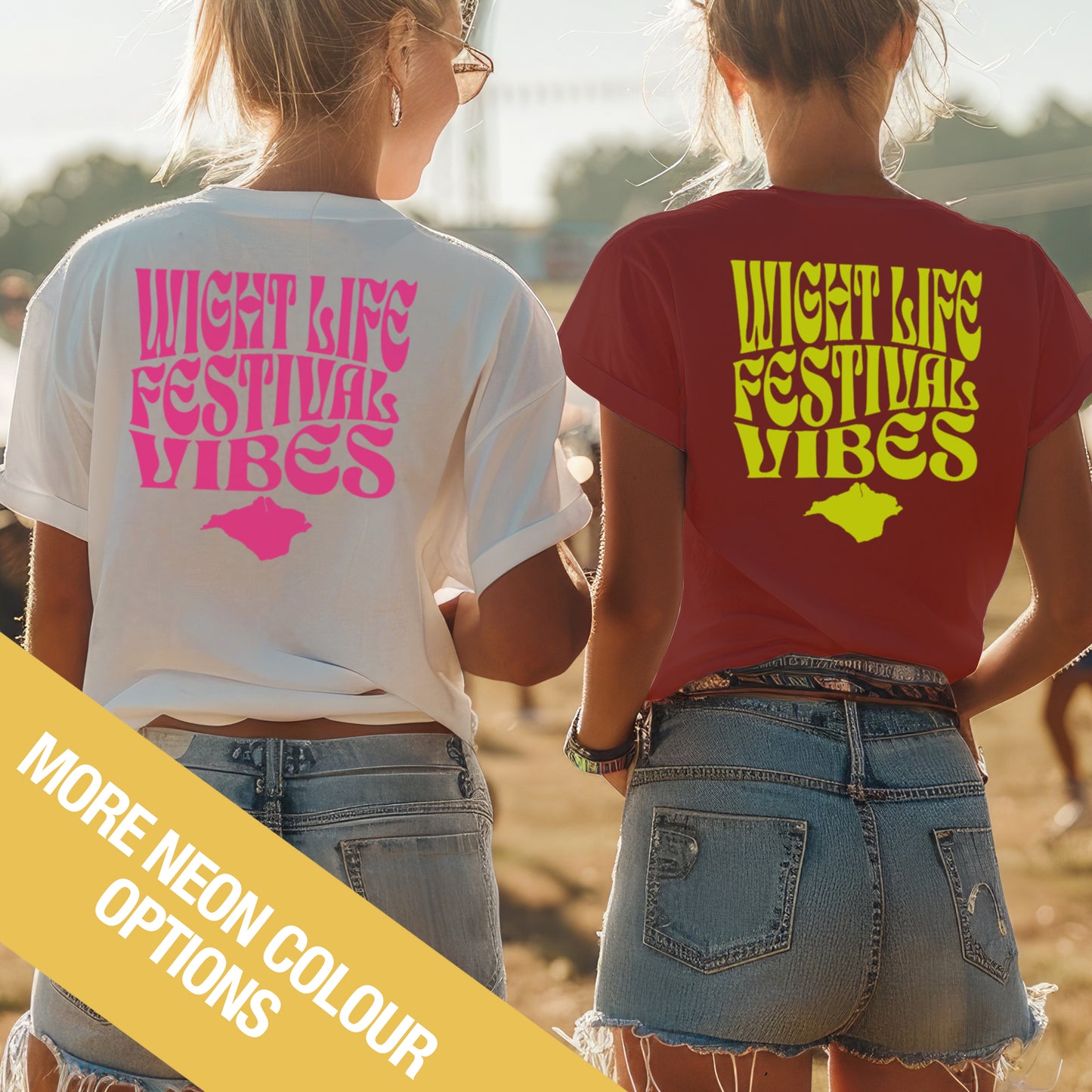 Wight Life Neon Festival T-Shirt - Festival Vibes Neon Colours