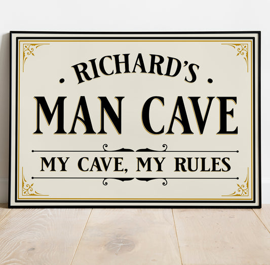 Personalised Vintage Man cave art print poster