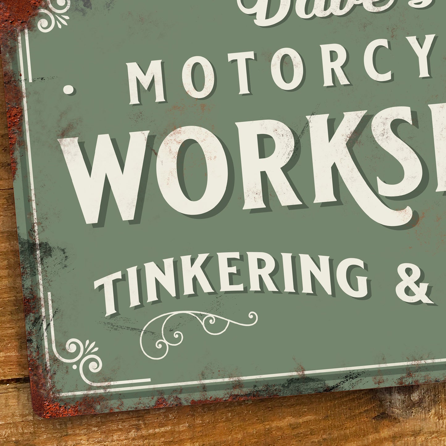 Personalised Motorcycle Workshop Sign Close 3
