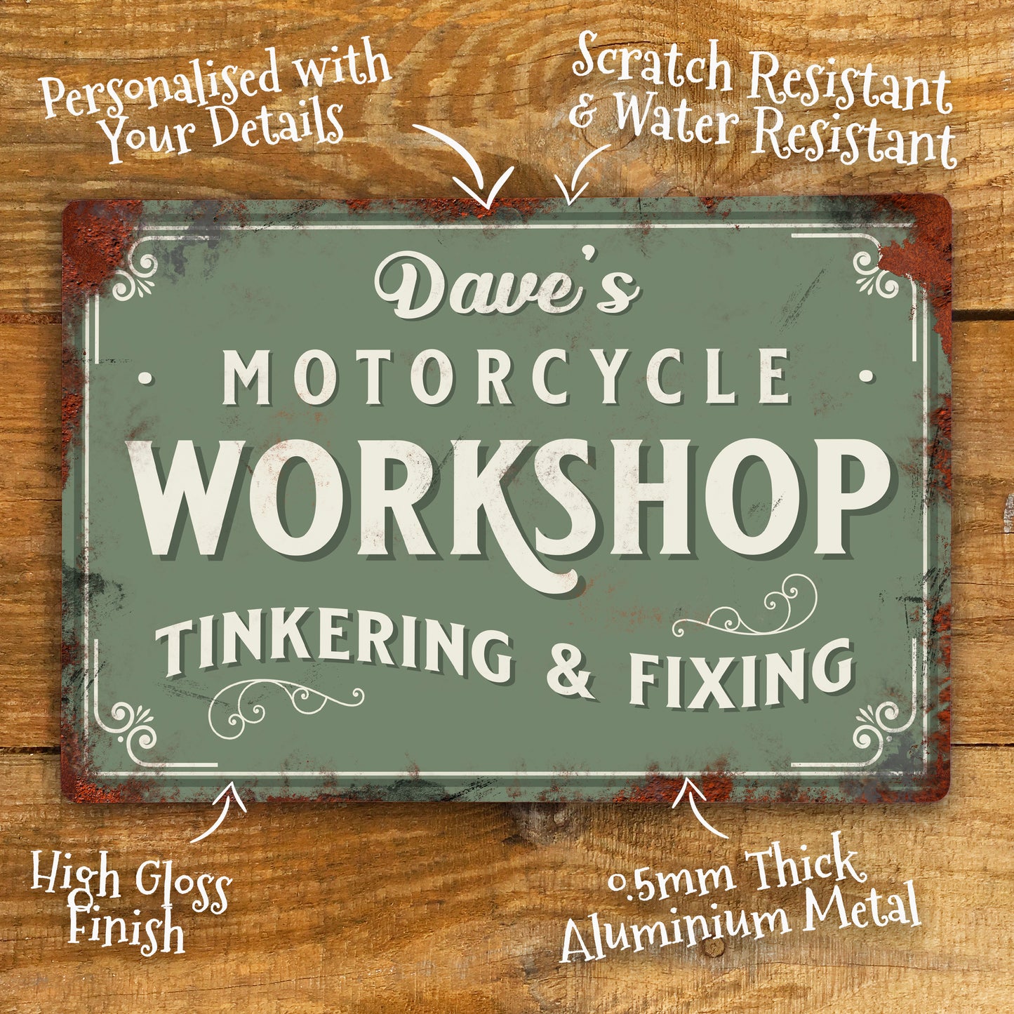 Personalised Motorcycle Workshop Sign Details