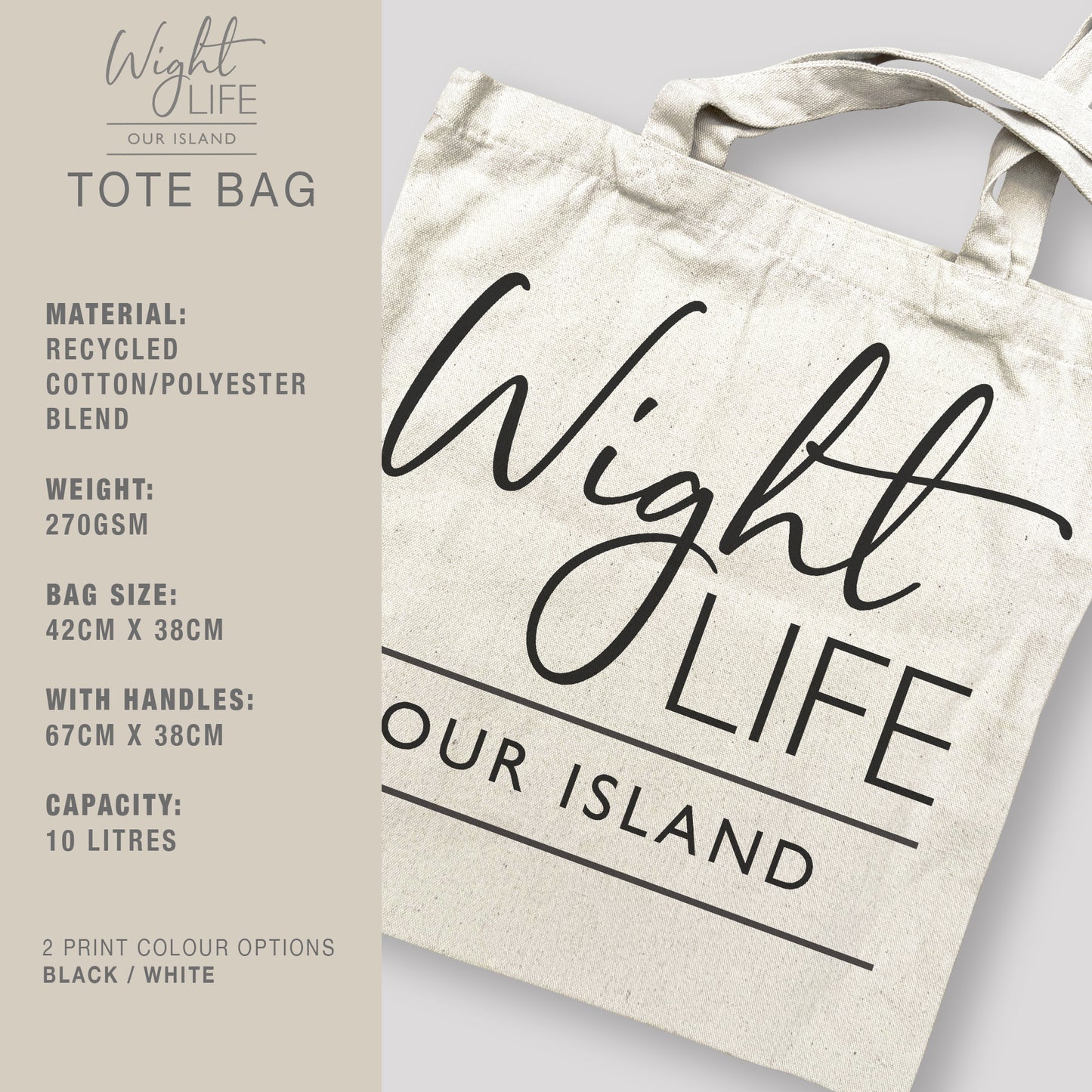 Wight Life Tote Bag - Our Island Script - Shopping Bag