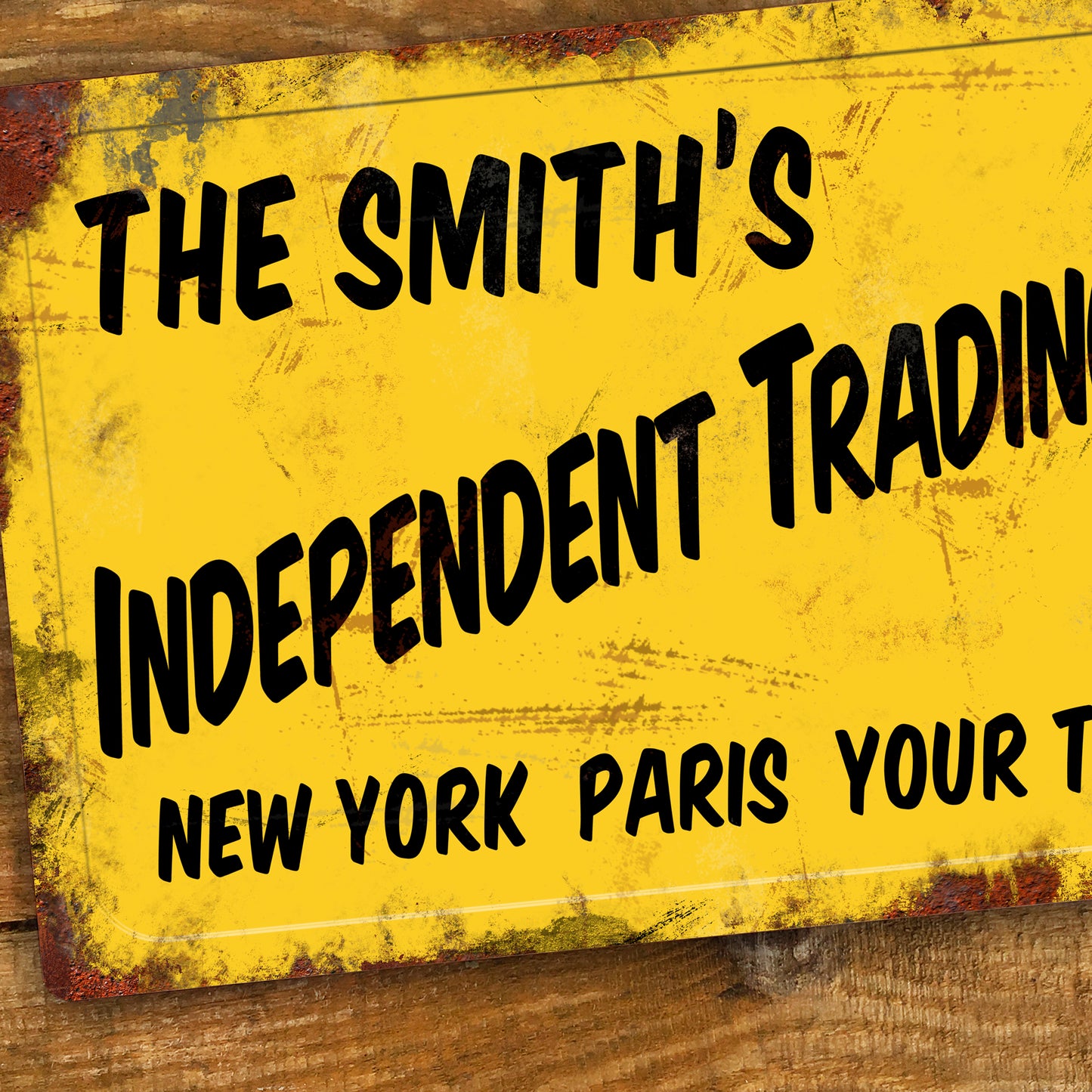 Personalised Only Fools Sign Gift. Yellow Metal Door Wall Sign 200x305mm