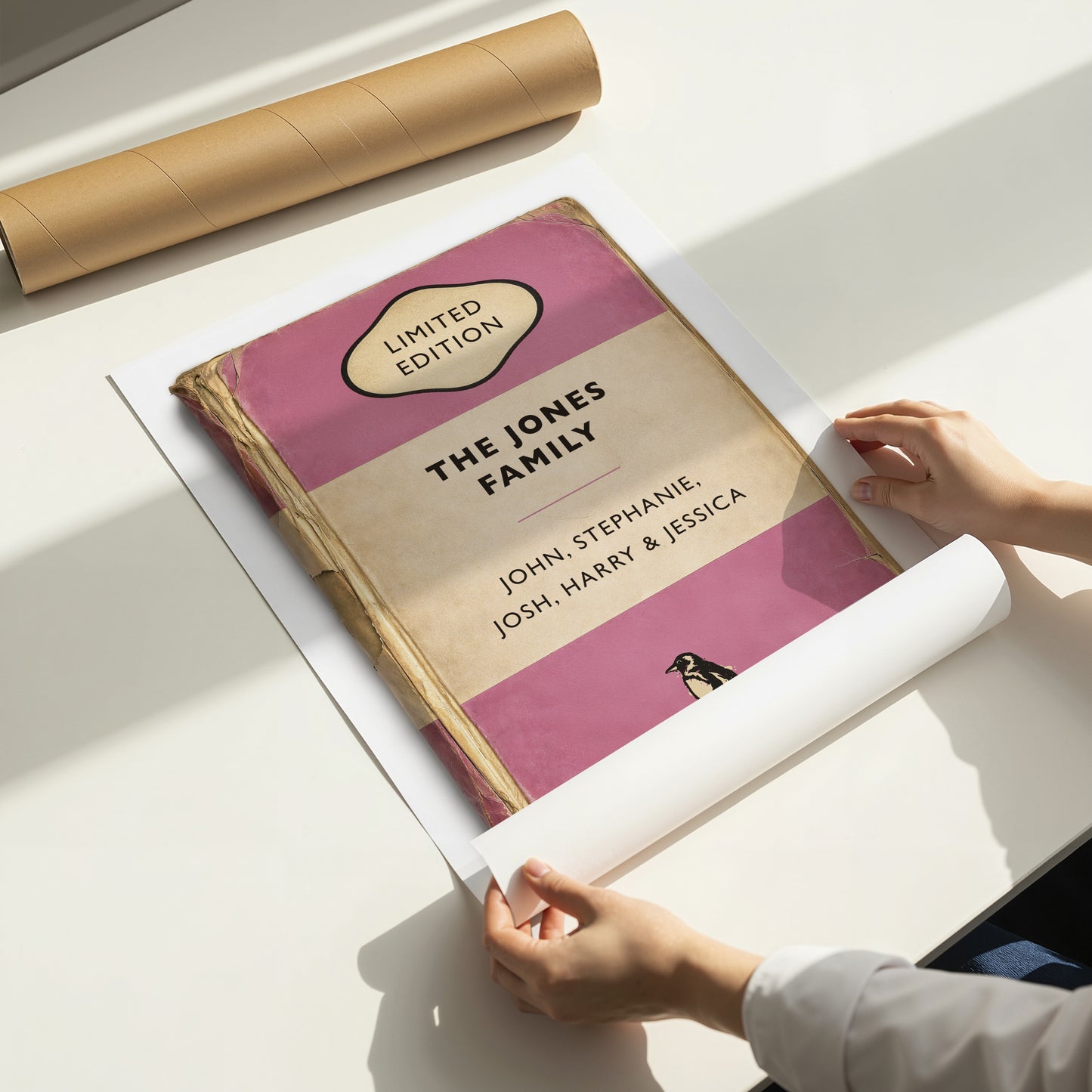 Personalised Family Vintage Paperback Book Cover Style Print - Add your Surname and names