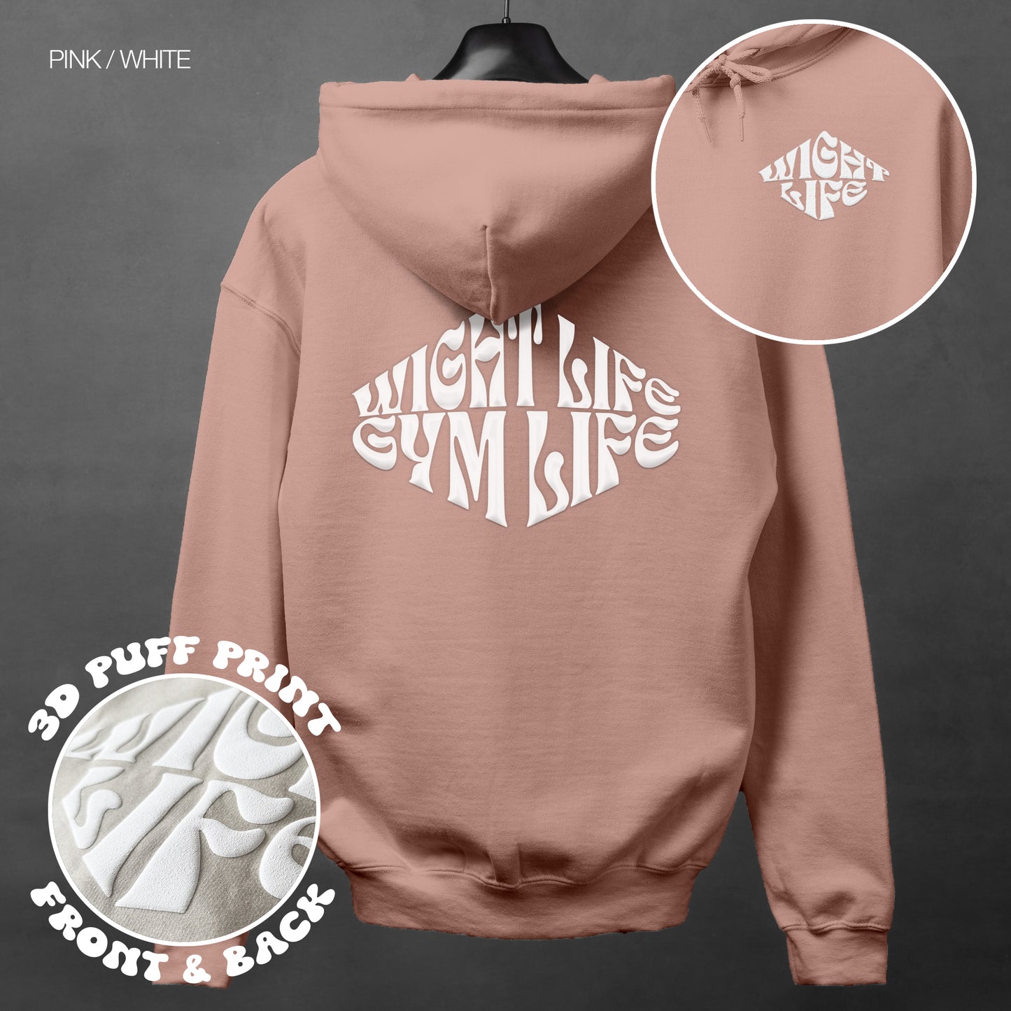 Wight Life Hoodie - PUFF PRINT - Gym Life