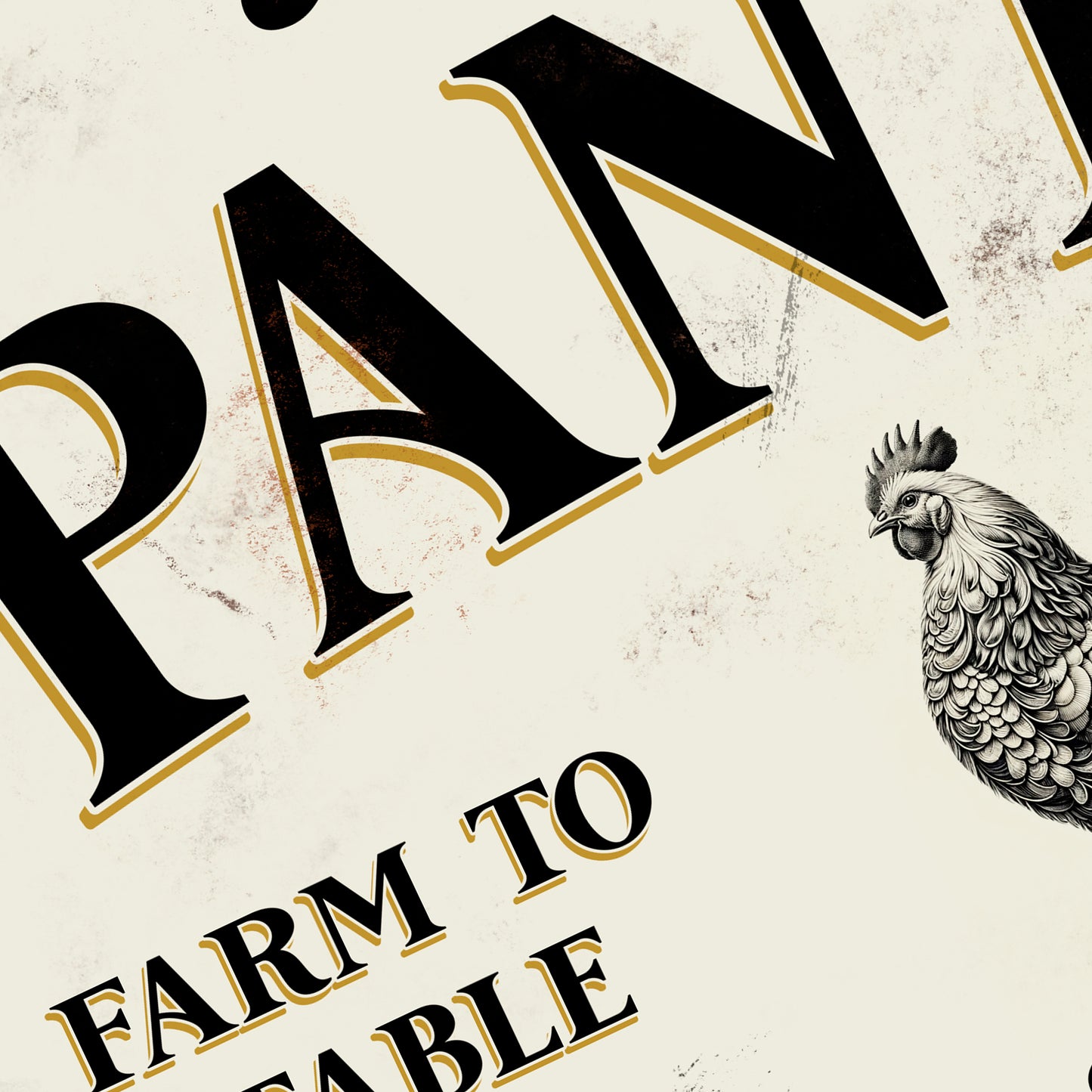 Personalised Pantry Kitchen Metal Sign, design in a victorian style with rusted effect close up picture 2