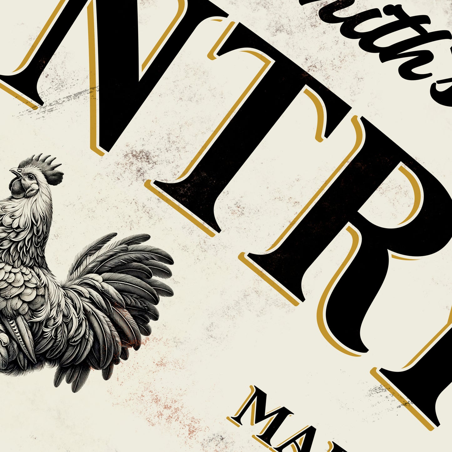 Personalised Pantry Kitchen Metal Sign, design in a victorian style with rusted effect close up picture 3