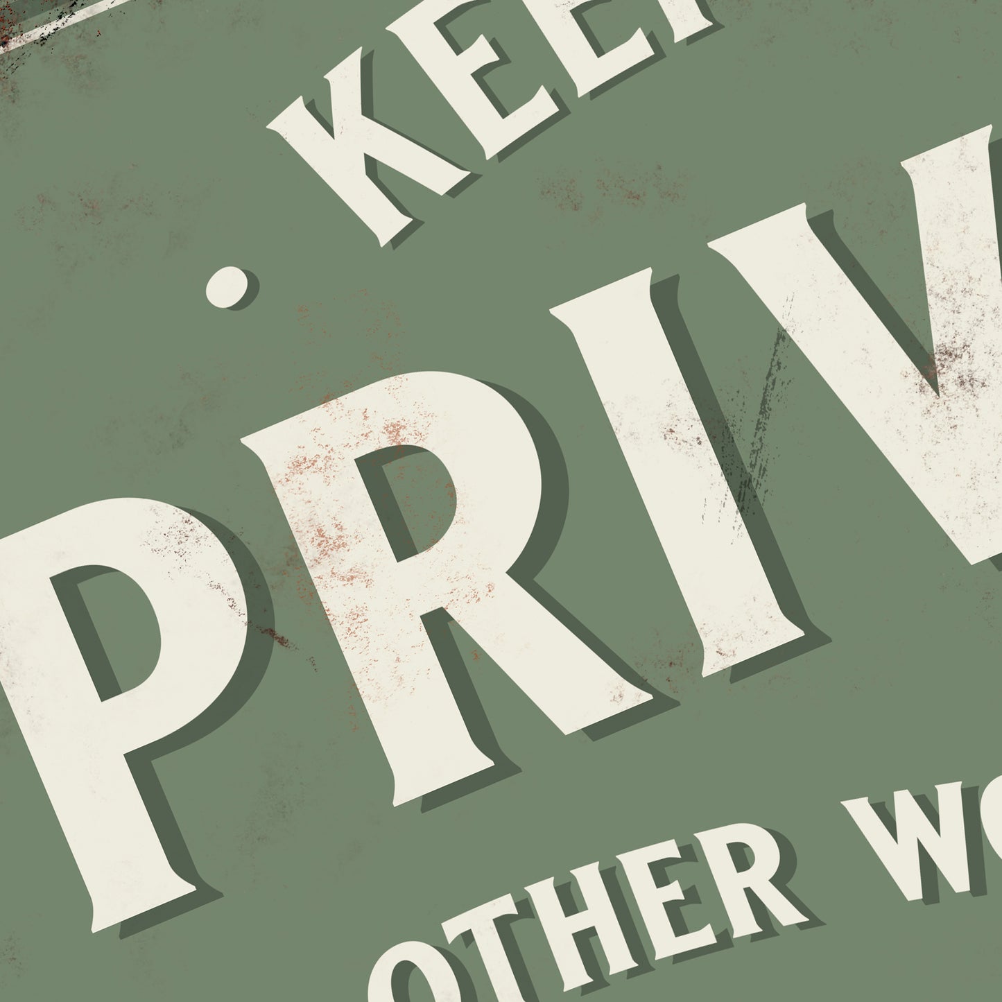 No Entry Sign, Keep Out Sign with Green Background and White Text. Close up image 1