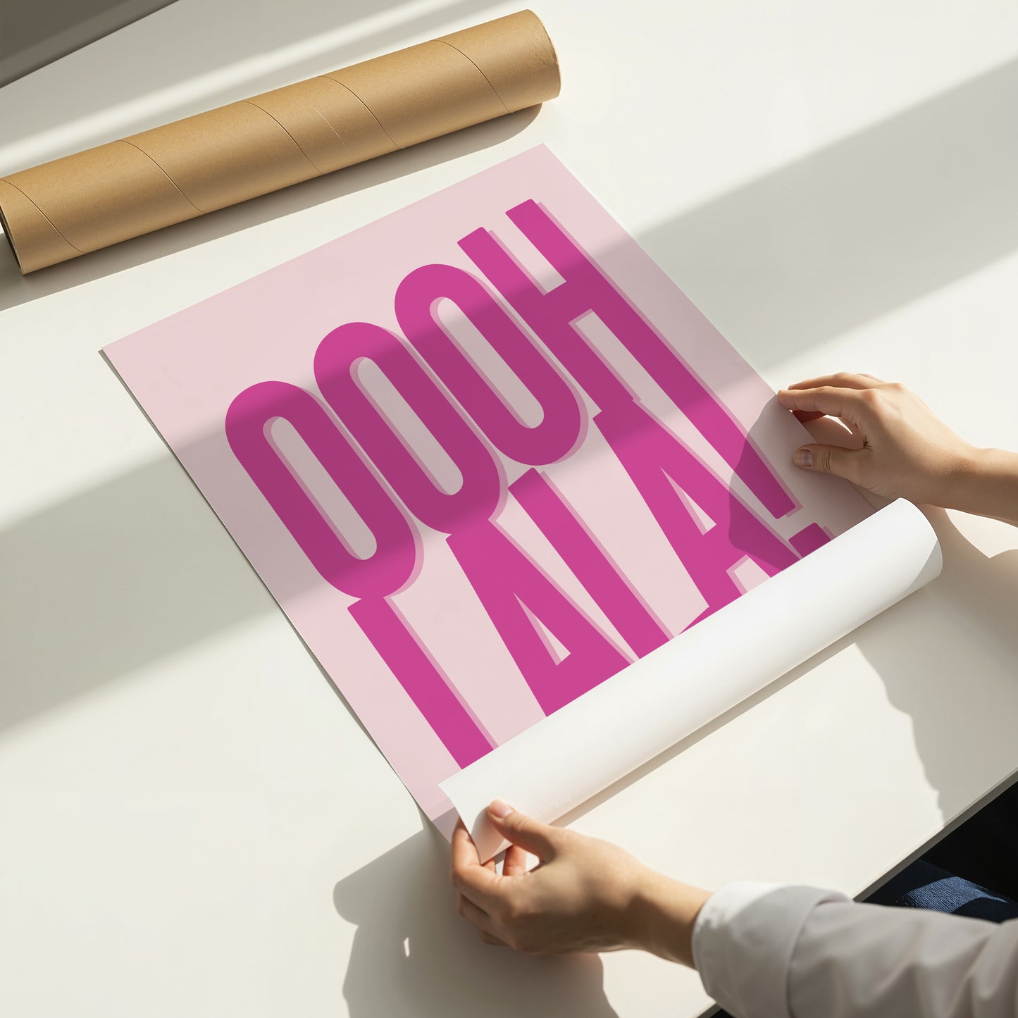 OOOH LA LA Typography Print – Pink Bold Statement Wall Art Poster
