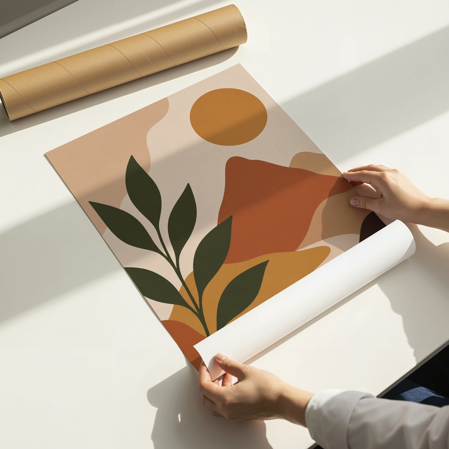 Abstract Landscape Print Mid Century Modern Wall Art Minimalist Desert Poster Boho Neutral Decor Mountain Sun Art A4 A3 A2 A1 Unframed