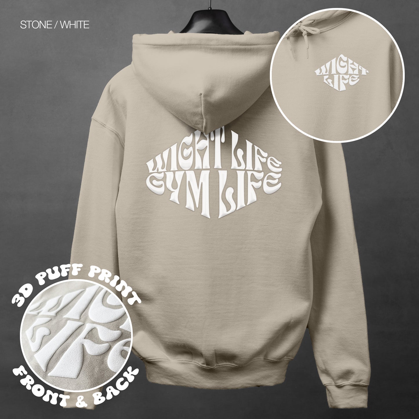 Wight Life Hoodie - PUFF PRINT - Gym Life