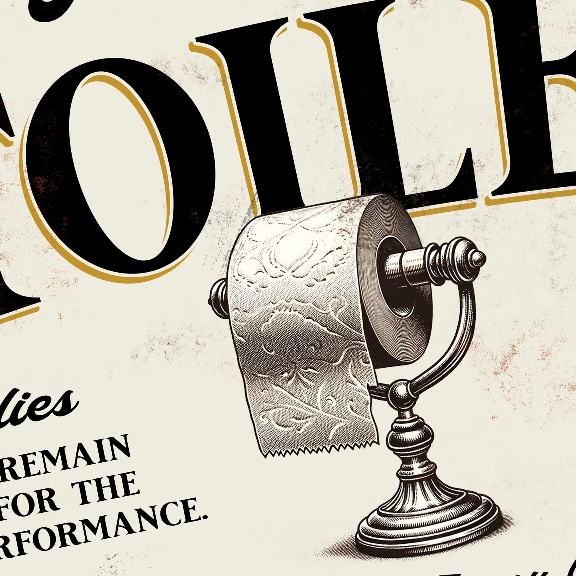 Personalised Toilet Victorian style Metal Sign with rusted effect showing close up image of artwork 2