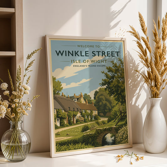 Winkle Street Isle of Wight Print Vintage Travel Poster English Village Wall Art Cottage Decor UK Landscape A4 A3 A2 A1 Unframed
