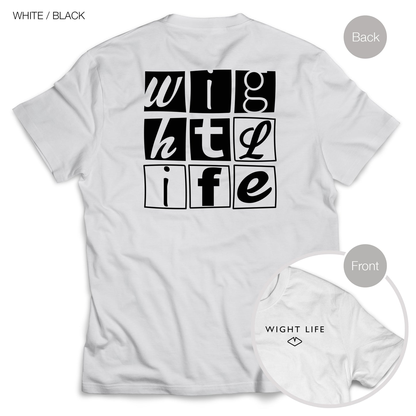 Wight Life T-Shirt - Typo Boxes- Unisex Isle of Wight Tee
