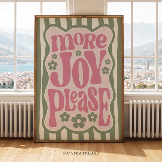 More Joy Please Print – Positive Retro Typography Wall Art